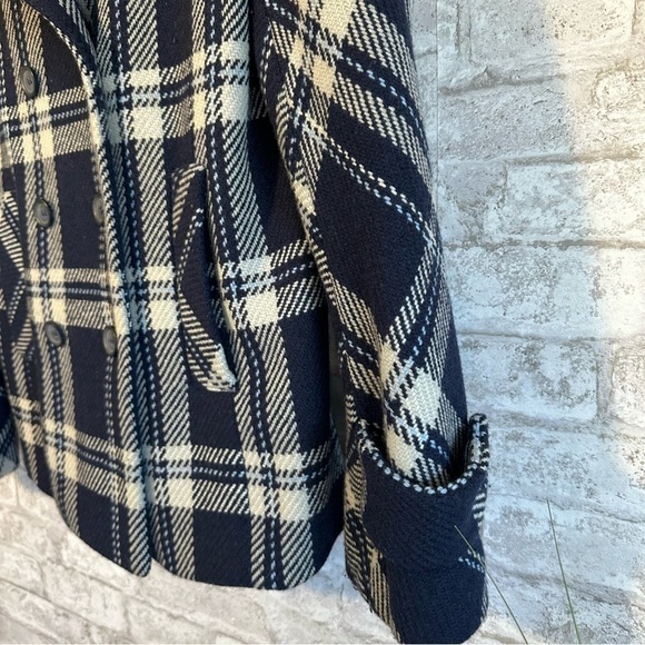 TALBOT’S‎ Women’s Plaid Navy Blue Winter Wool Blend Jacket - Picture 6 of 6